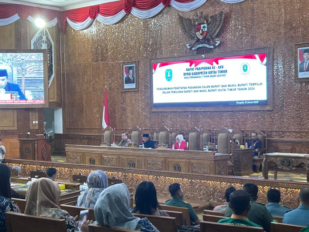 Penetapan Pasangan Kepala Daerah Terpilih Tahun 2024, di Paripurnakan DPRD Kutim